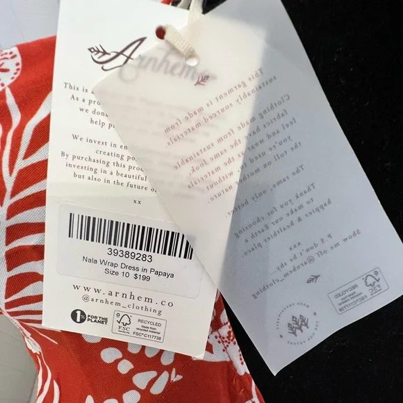 Arnhem Orange and White Tropical Floral Midi wrap Dress - Picture 7 of 9